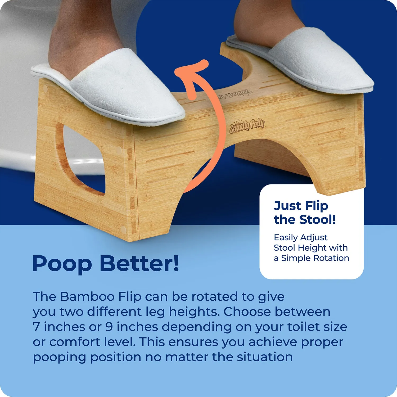 Squatty Potty Bamboo Flip toiletskammel i bambus
