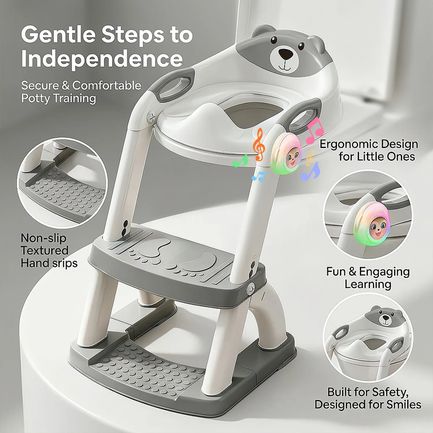 SKYROKU 8898Music-Grey 2in1 Potty Training Toilet potte