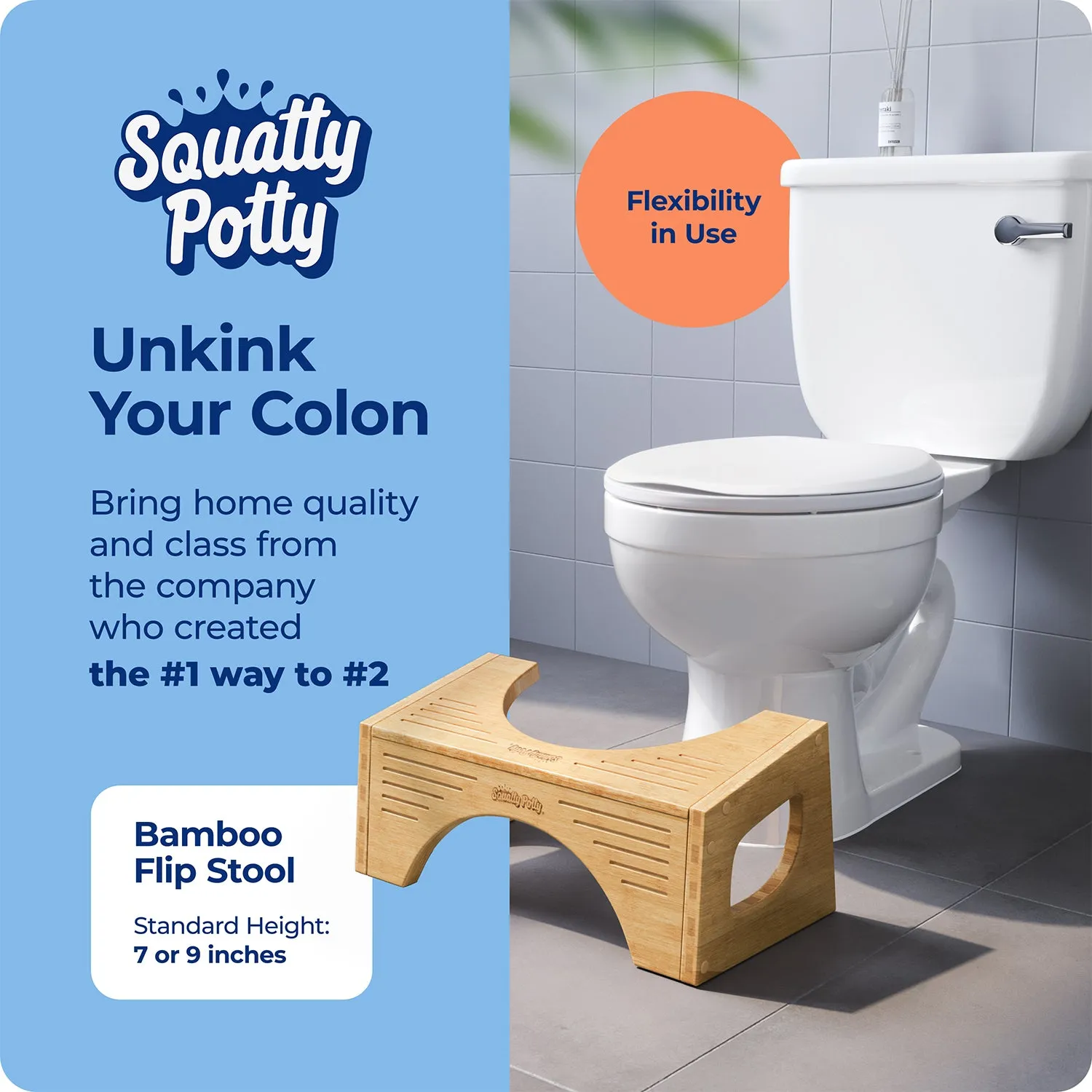 Squatty Potty Bamboo Flip toiletskammel i bambus