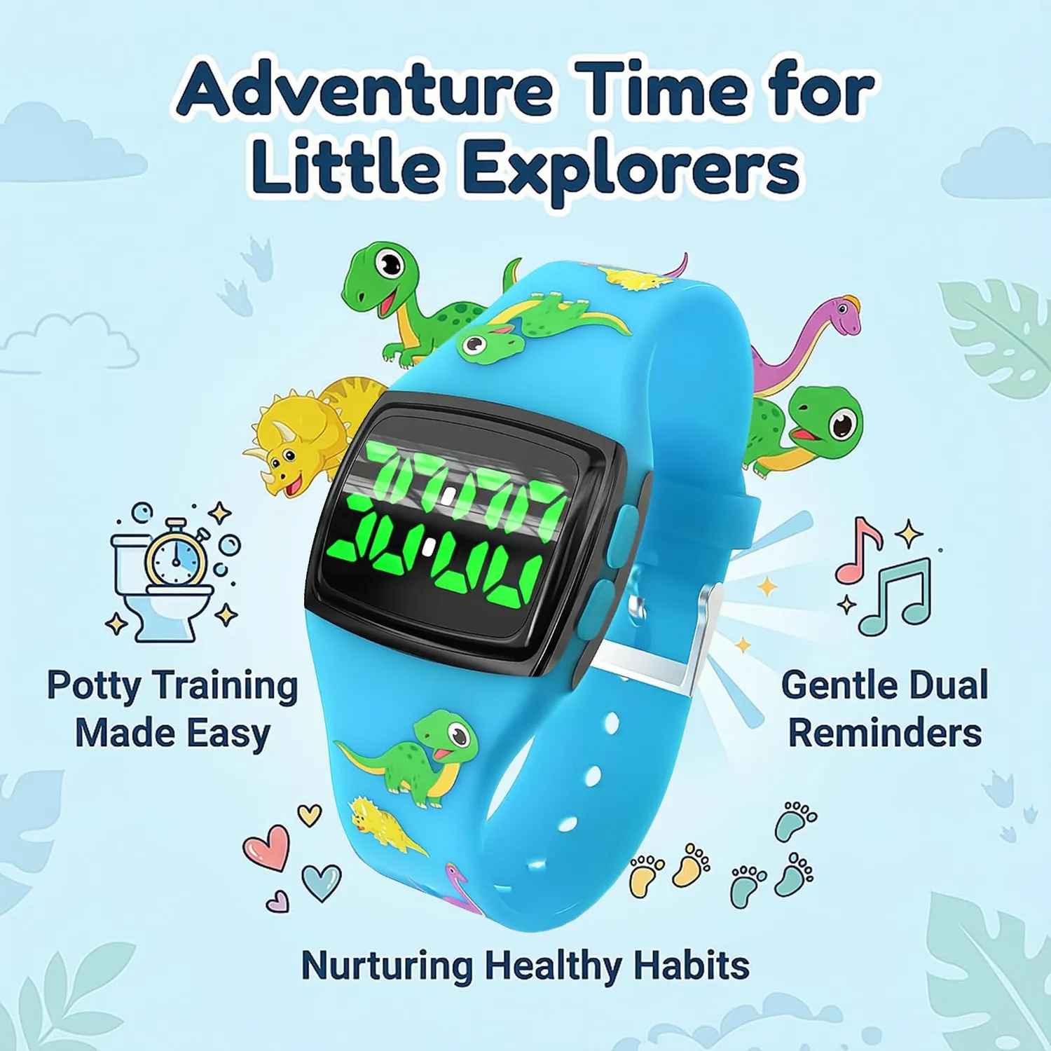 SKYROKU Toddler Potty Training Watch potteur dinosaur magnetisk opladning