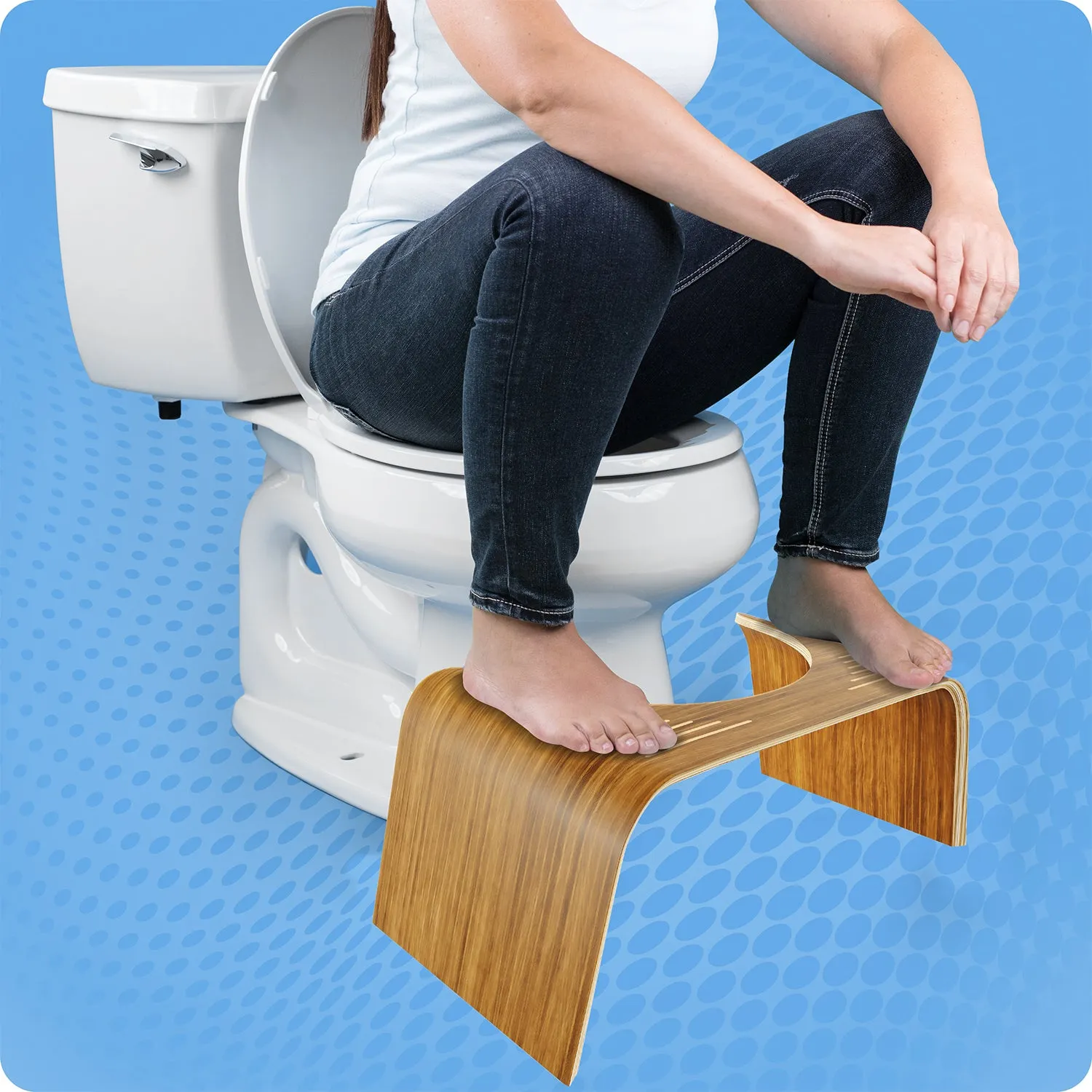 Squatty Potty Slim Teak toiletskammel teaktræ