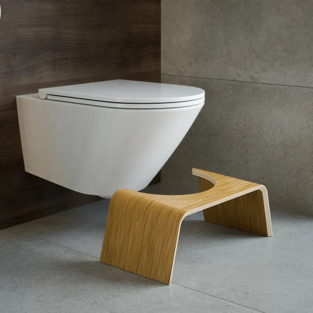 Squatty Potty Slim Teak toiletskammel teaktræ