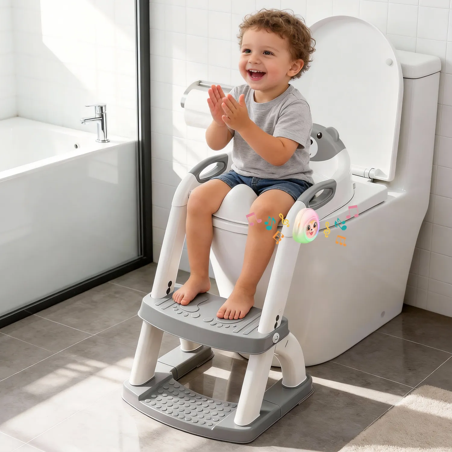 SKYROKU 8898Music-Grey 2in1 Potty Training Toilet potte