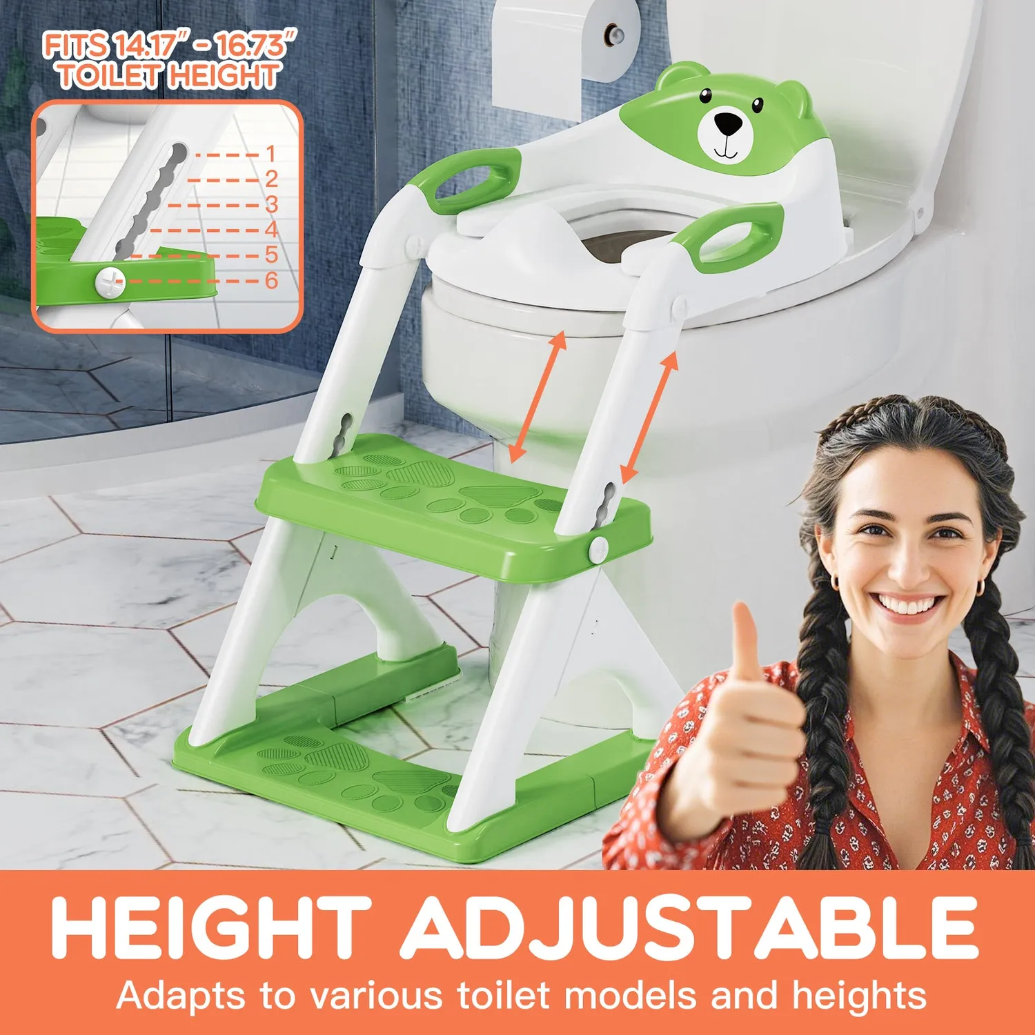 SKYROKU 8899-Green Classic Potty Training Seat 2 in 1 potte grøn