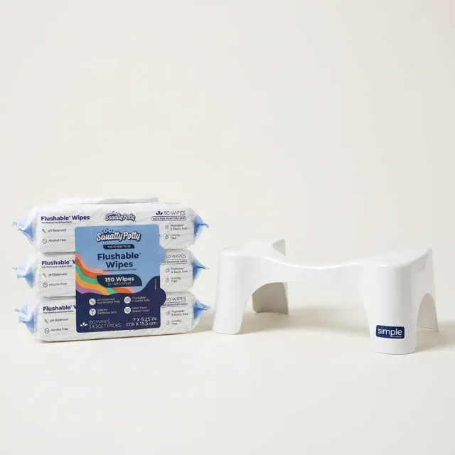 Squatty Potty Simple toiletskammel + vådservietter 150 stk