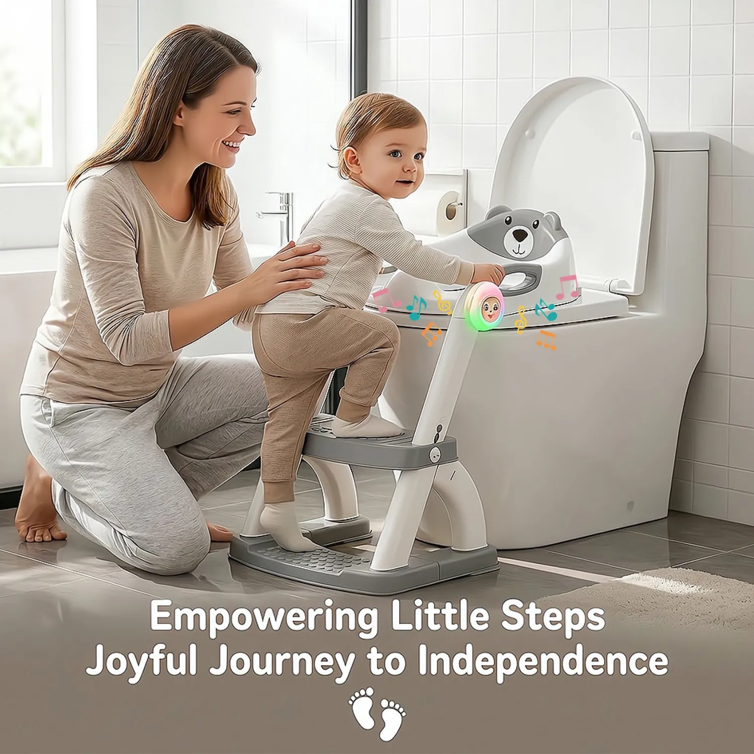 SKYROKU 8898Music-Grey 2in1 Potty Training Toilet potte