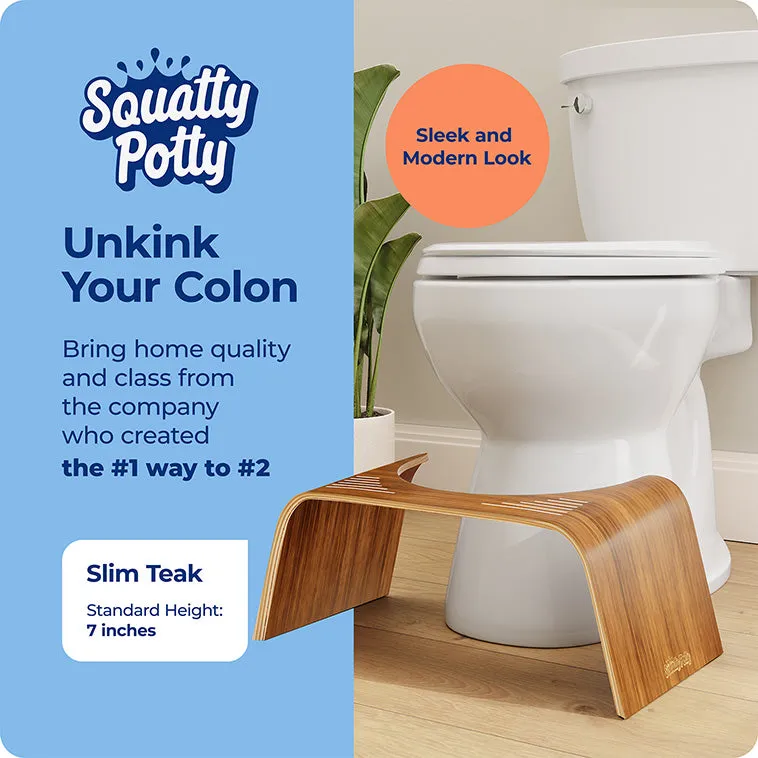 Squatty Potty Slim Teak toiletskammel teaktræ
