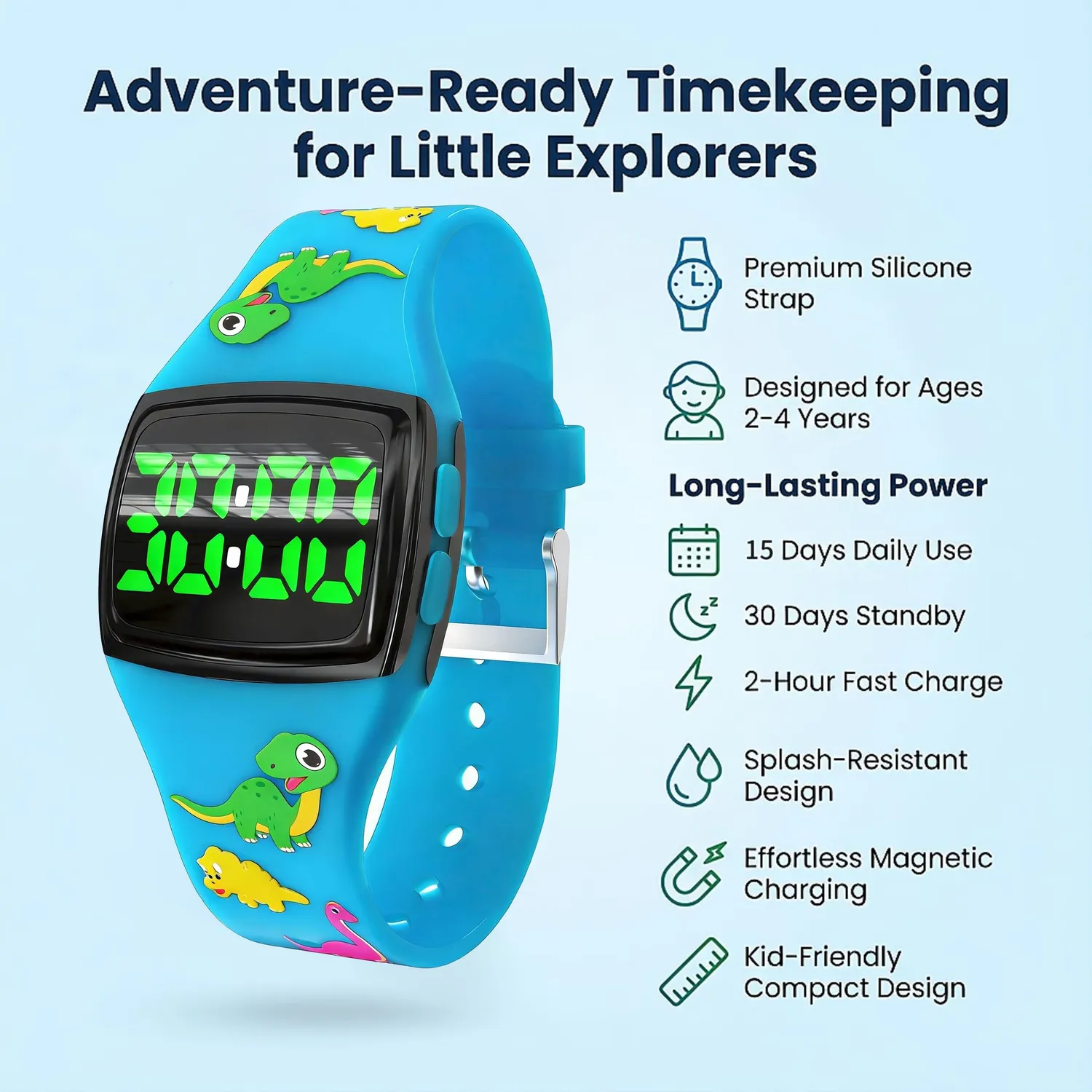 SKYROKU Toddler Potty Training Watch potteur dinosaur magnetisk opladning